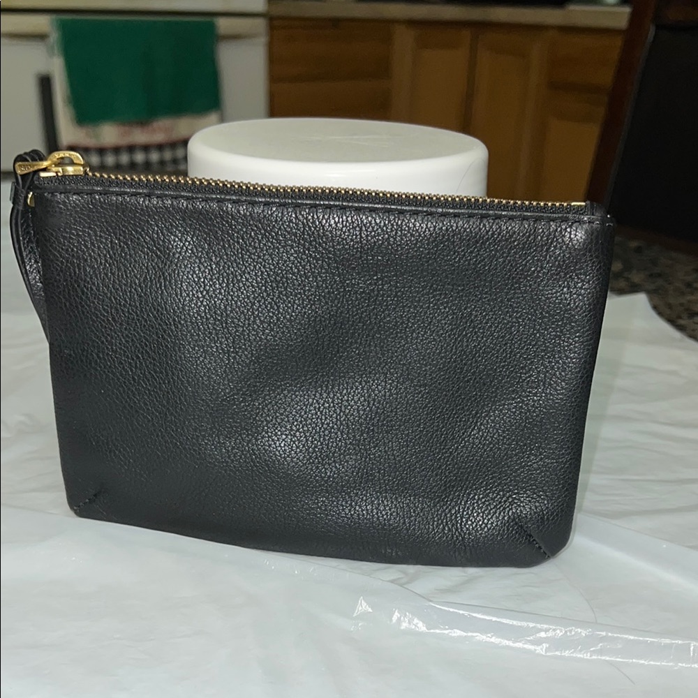 Fossil Black Leather Clutch Wristlet